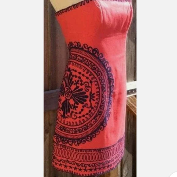 Like New Lilly Pulitzer Coral Red and Navy Dress Size 4 - Picture 2 of 8